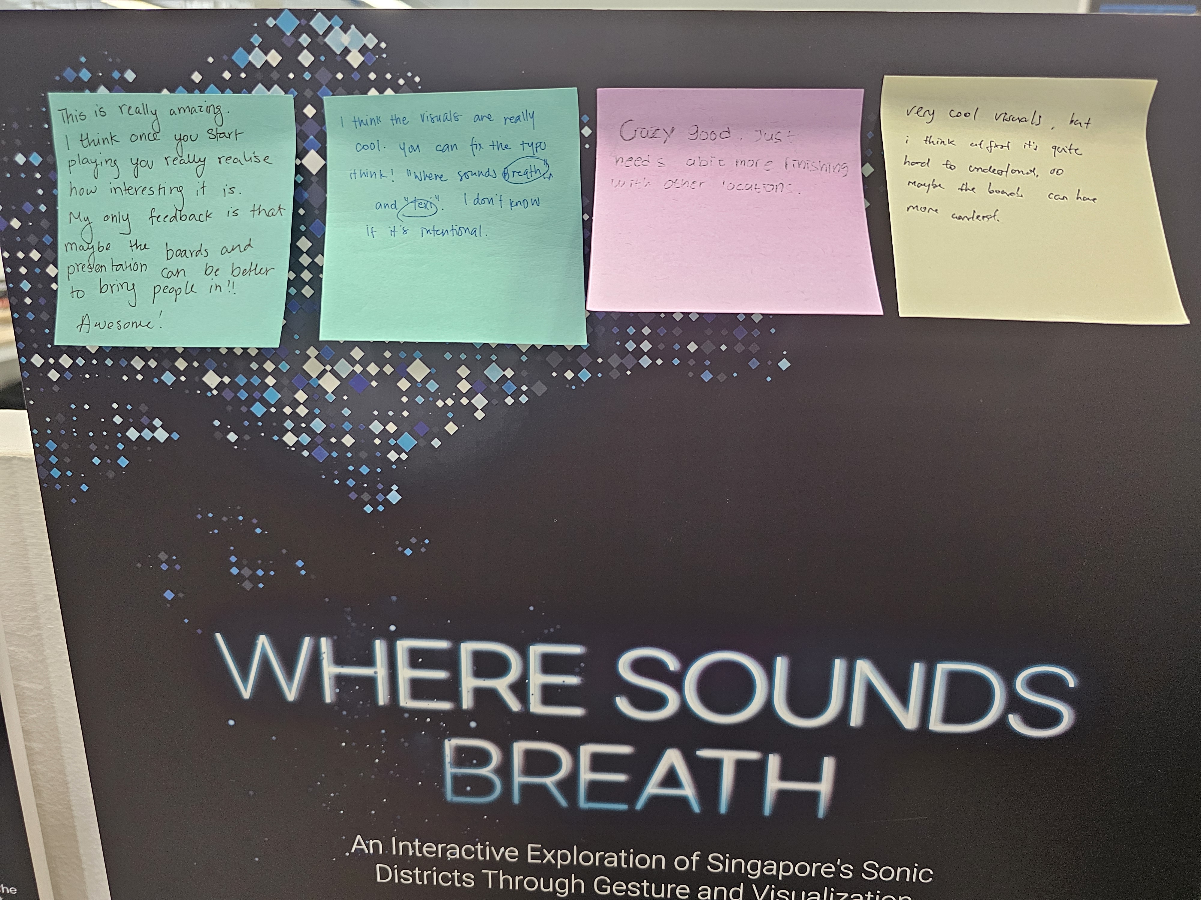 Sticky notes with visitor feedback on the main poster
